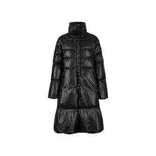 sdeer圣迪奥冬装时尚亮面宽松黑色长款公主风羽绒服女S21482406