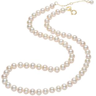 京润珍珠 金豆豆极光小米珠项链4-5mm圆形baby珠18K金淡水珍珠女P