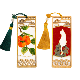 景泰蓝镂空竹木书签 景韵阁掐丝珐琅画diy材料包非遗手工高端礼品