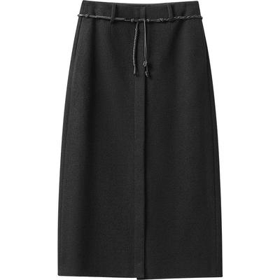 【羊毛】播商场同款黑色半身裙女24冬新款显瘦直筒裙BDR4BD3755