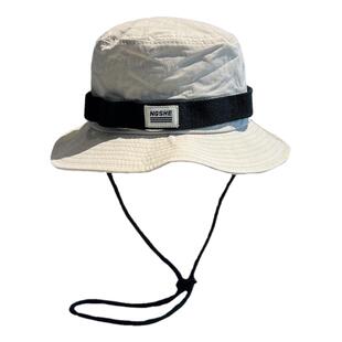 日系复古抽绳渔夫帽子女款2026新款夏季户外露营登山帽防晒遮阳帽