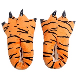 超暖大熊掌棉拖鞋猫爪子冬长毛绒虎豹纹男女可爱全包跟冬季毛毛鞋