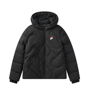FILA斐乐女子运动羽绒服秋冬季百搭鸭绒短款连帽保暖休闲上衣外套