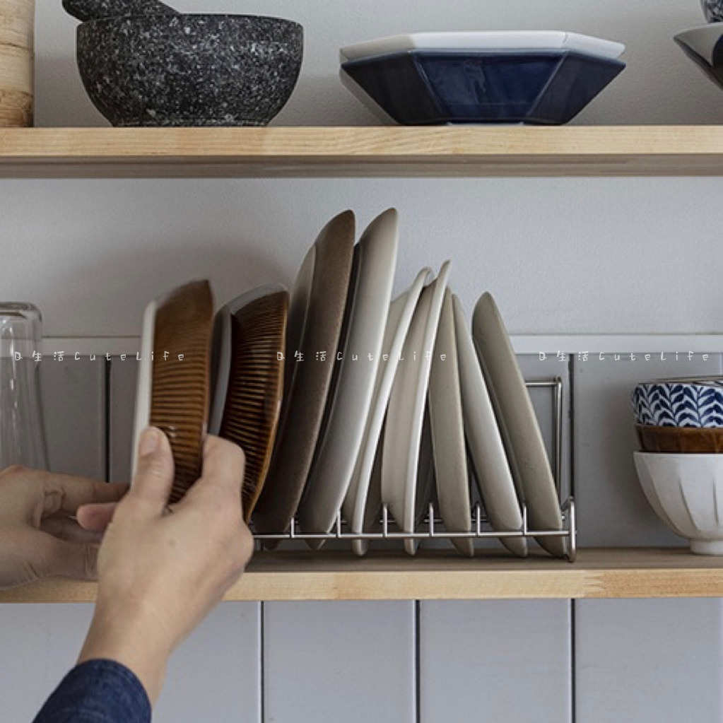 Q生活 餐盘好收纳！加粗304不锈钢盘子收纳架沥水架厨房置物架