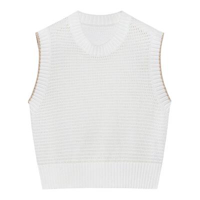 blueerdos镂空翻花女针织背心