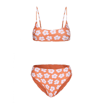 BreakerBliss 橘色印花高腰比基尼