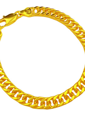 时尚男士款镀黄金色仿真沙金手链