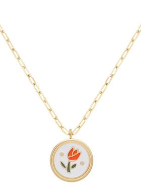 法式彩色郁金香不褪色叠戴项链女