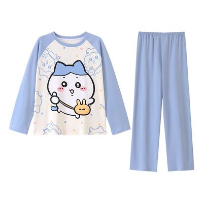 胖mm女长袖睡衣春秋季薄款家居服