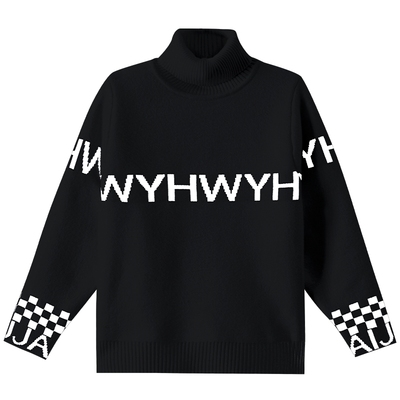 男童冬季加绒高领针织打底毛衣潮