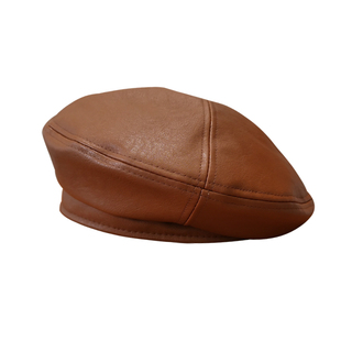 帽子女韩版潮百搭复古PU皮质网红款贝雷帽显脸小秋冬英伦画家帽男