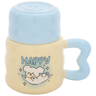 卡通漂亮马克杯陶瓷线条小狗杯子女生高颜值ins风喝水杯生日礼物