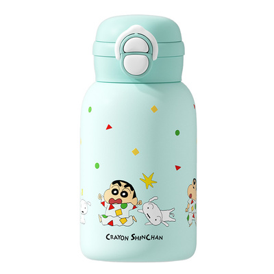 蜡笔小新保温杯女生可爱带吸管饮水杯新款2025高颜值双饮杯子礼物