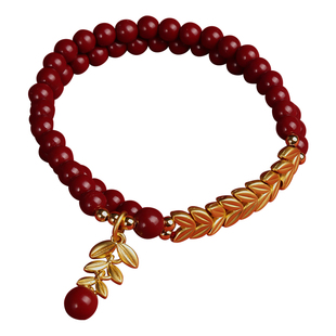 董易林朱砂手链藏银麦穗岁岁平安本命年马转运珠手串送本命年礼物