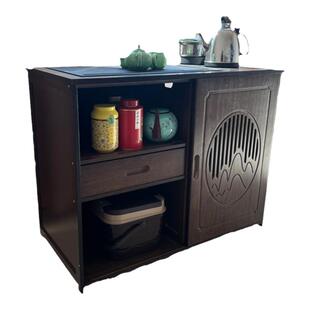 移动茶桌家用小型茶台泡茶车边柜实木客厅矮茶几烧水一体茶水柜子