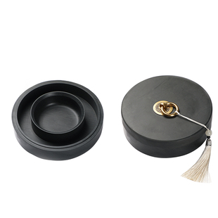 曹一阁全新升级火锅砚台双圈保湿防蒸发不干墨书法专用原石天然石料墨盒带盖初学专用练字可磨墨研墨歙砚墨池