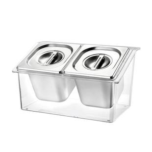 不锈钢份数盆架奶茶店专用小料盒商用调料盒架子装果酱小料透明盒