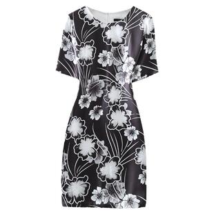 出口欧美高端大牌女装黑底印花裙精品包臀气质连衣裙修身显瘦夏新