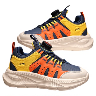 贵人鸟男童鞋2025春款新款旋转钮扣革面运动鞋时尚防滑轻便跑步鞋