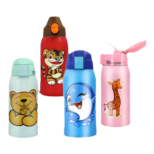 爱宝熊儿童保温杯316不锈钢带吸管上学专用防摔水杯壶男女幼儿园