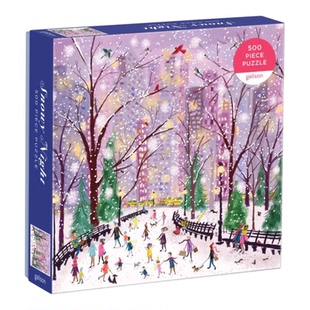 正品包邮 美国Galison进口益智拼图玩具500片圣诞城市雪夜75970