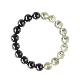 庆祥泰绿幽灵手串女纯天然黑曜石水晶转运手链手饰男生日毕业礼物