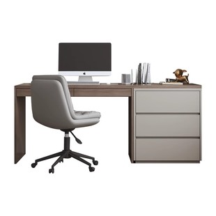 实木多层板家用书桌斗柜一体学生电脑桌子卧室成人书房写字台书桌