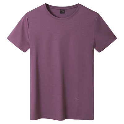 夏季丝光棉男士半袖中年圆领T恤