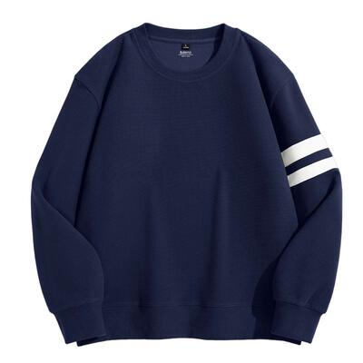 班尼路藏青色圆领卫衣男重磅肌理