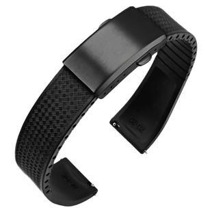 FKM氟橡胶手表带316精钢连体表扣20/22mm方格纹防臭平口快拆胶带