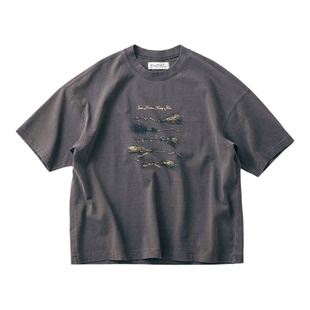 夏季新品 桑妮库拉/Sunny clouds 纯棉天竺棉扫帚印花T恤灰色短袖
