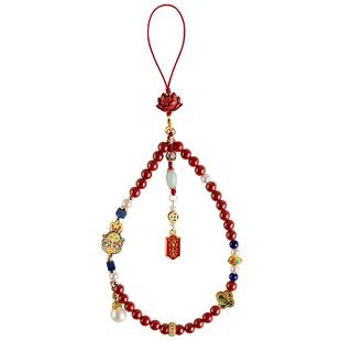 高端朱砂手机链条串珠女轻奢小众精致中国风创意手腕挂件挂绳新款