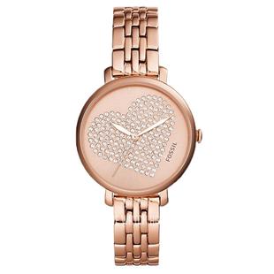 FOSSIL手表不锈钢玫瑰金时尚镶钻心形休闲时尚石英防水女表ES4350