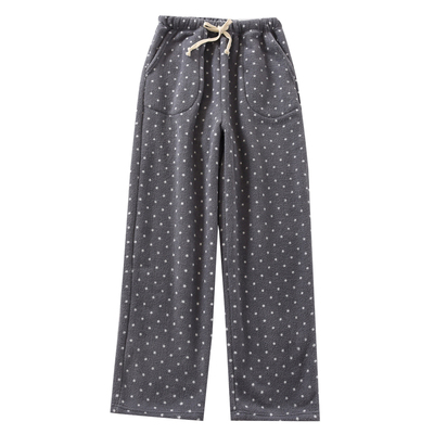 治愈系法兰绒碎花睡裤女冬加厚