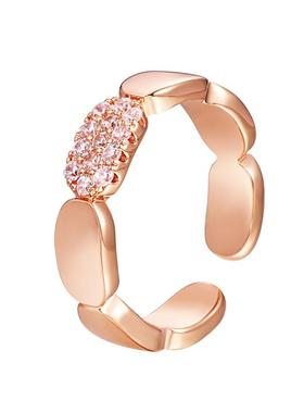VITARING潮流玫瑰金镶钻开口戒女