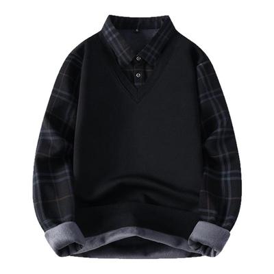 啄木鸟新款加绒格子保暖外套毛衣