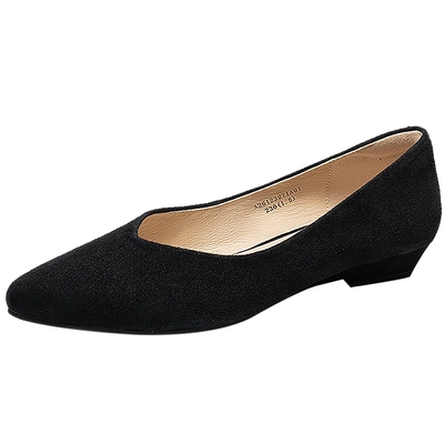 千百度羊皮中跟浅口单鞋女2026春季新款绒面通勤气质温柔风晚晚鞋