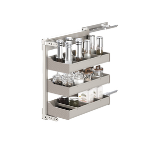 酷太窄柜拉篮三层中枢阁厨房抽屉式柜内铝合金收纳小款调料置物架