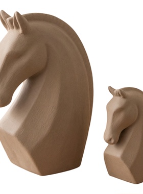 陶瓷哑光拉丝布里斯托篮马头摆件