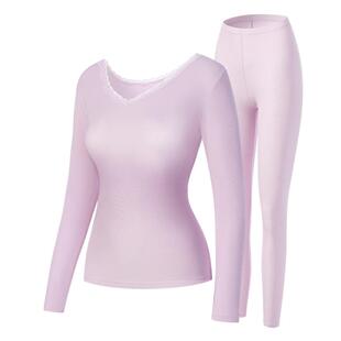 MYBODY商场同款秋季新款秋衣秋裤女套装蕾丝领可外穿打底保暖内衣