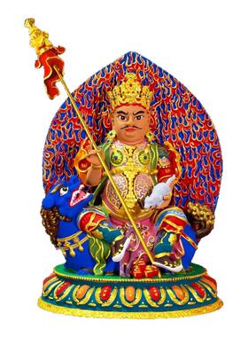 藏式八寸财宝天王鎏金铜像摆件