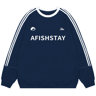 三条杠阿于呆复古套头卫衣