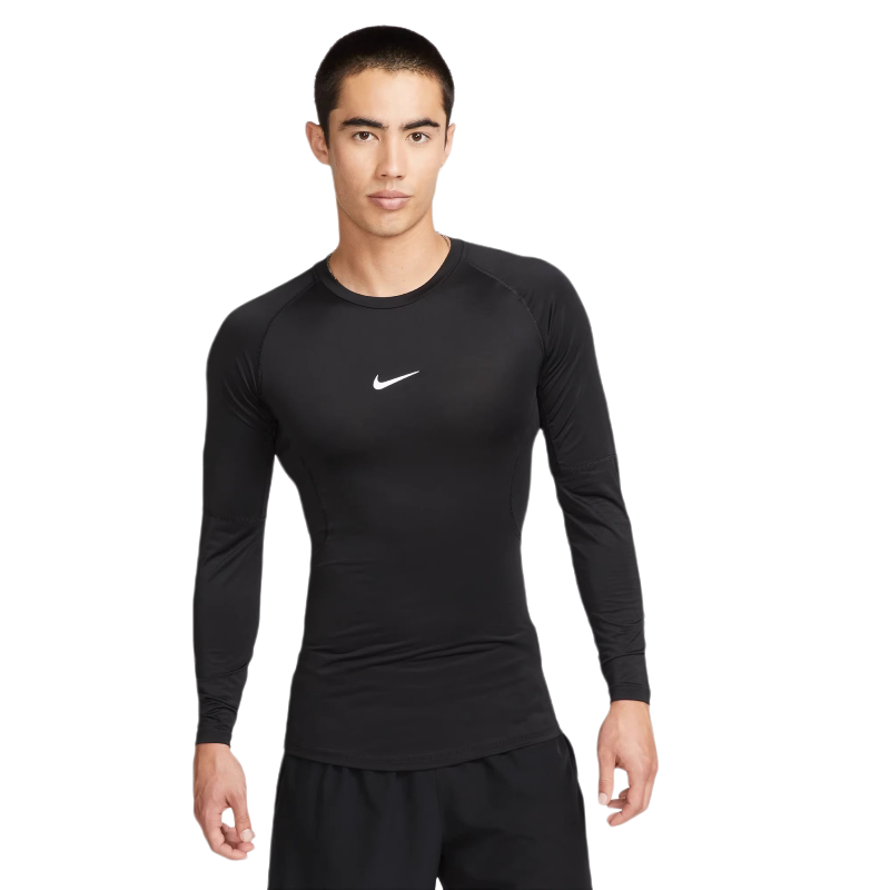 Nike耐克男跑步训练紧身衣黑色速干健身服长袖运动上衣FB7920-010