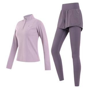 骆驼瑜伽服套装女款秋季薄绒晨跑服防风修身休闲服加绒运动两件套