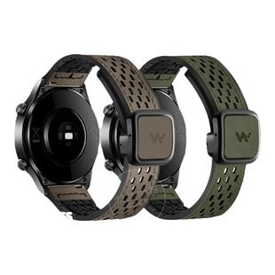 适用小米watch5手表带S5磁吸扣S4sport透气疯马纹真皮腕表带S2/3运动s1pro智能color2华米GTS4/3夏天GTR4/3男