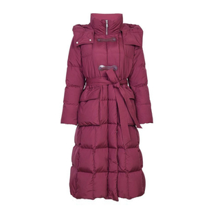 婉甸2025年冬季新品安可拉红女中长款收腰腰带羽绒服1244D18GS3