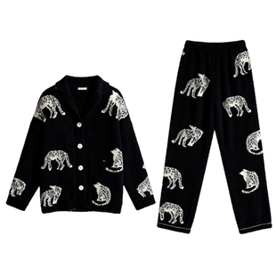 猫人半边绒男士睡衣秋冬季加绒加厚保暖珊瑚绒高级感家居服可外穿