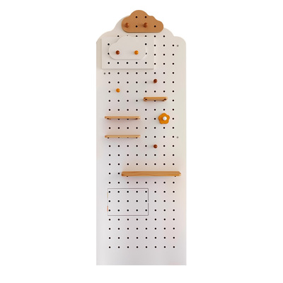 云朵玄关收纳展示实木洞板置物架