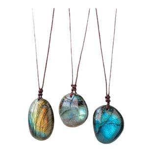 天然水晶拉长石火彩月光石男女款吊坠蓝月光石diy项链毛衣链