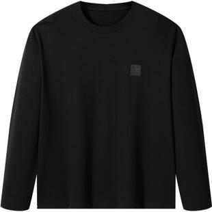 GXG男装 黑色基础简约长袖T恤24年冬季品G24X344015